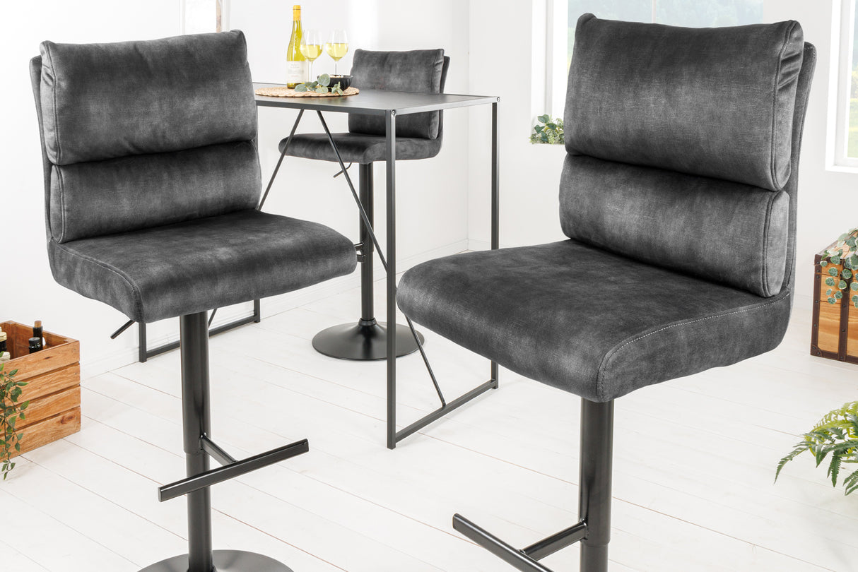 Bar stool COMFORT 64-85cm velvet dark grey