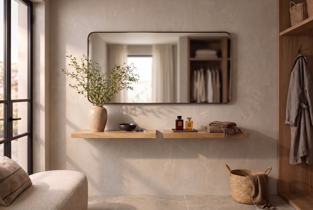 Wall shelf PURE 60cm mango wood natural cream finish