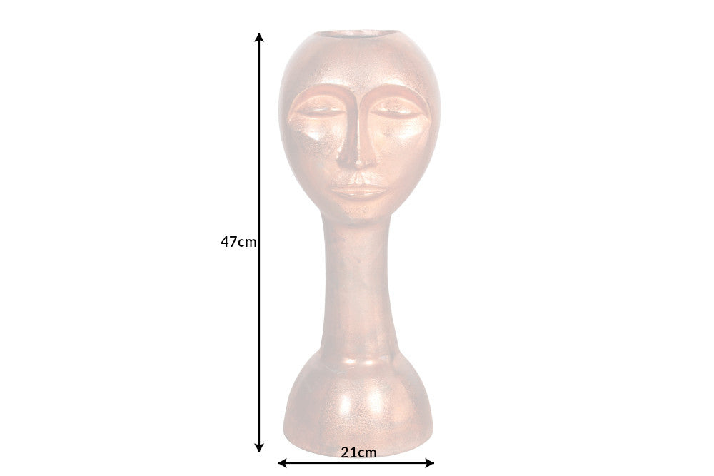 Decoration vase FACE 50cm antique copper
