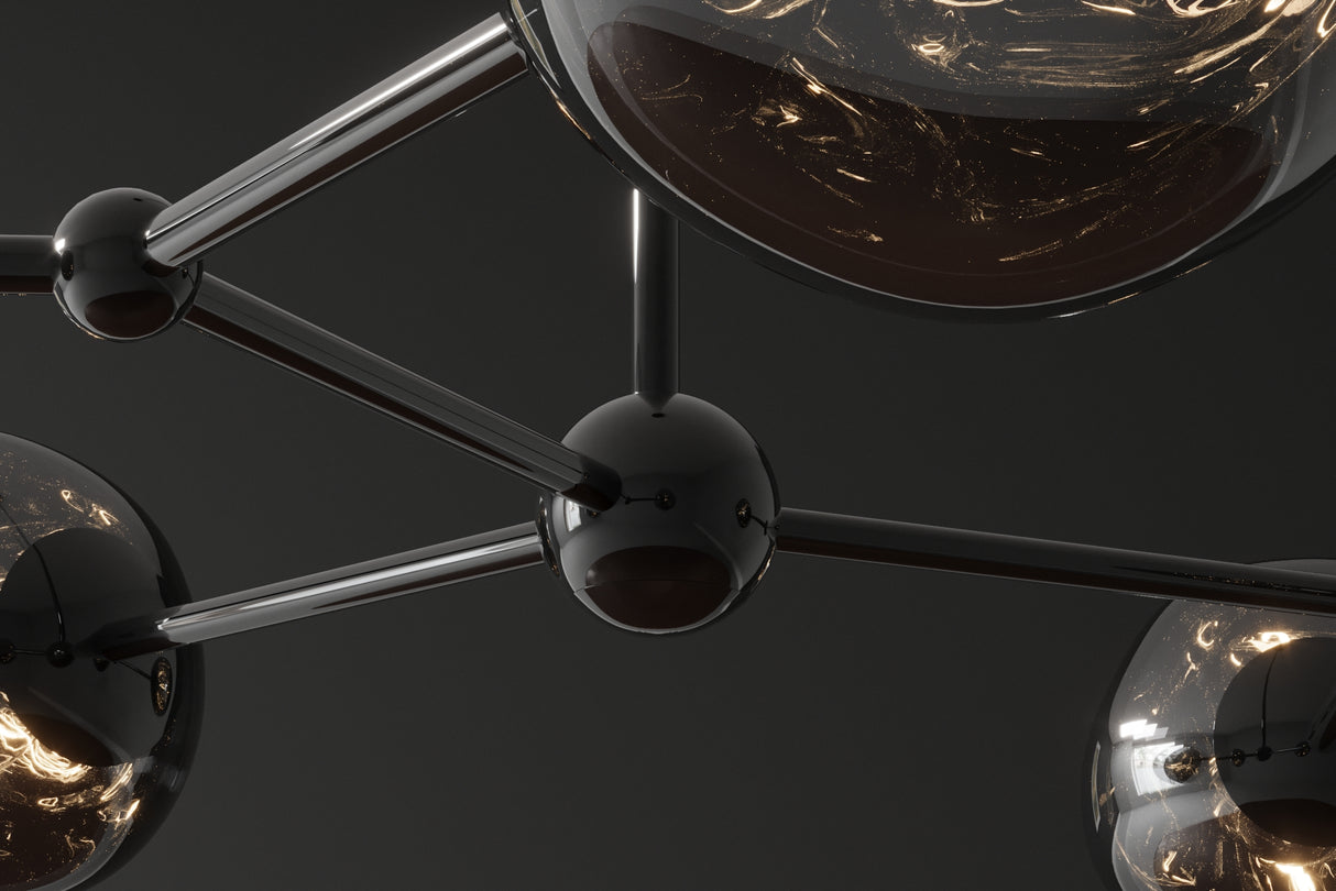 Pendelleuchte LIQUID DIAMOND 5 Glasschirme Rauchoptik