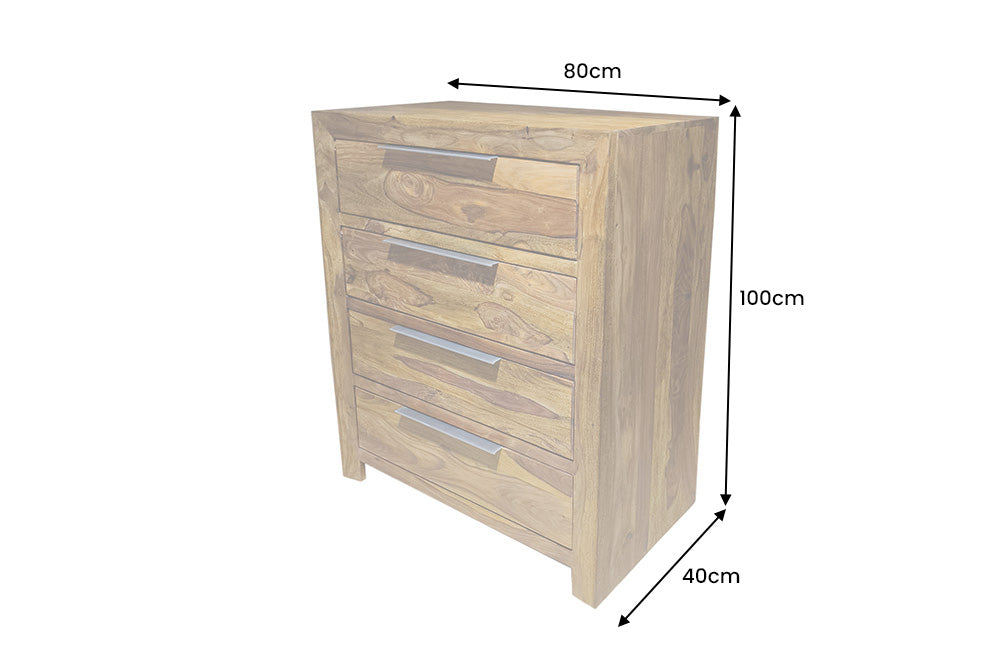 Dresser PURE 100cm sheesham wood brown stone finish