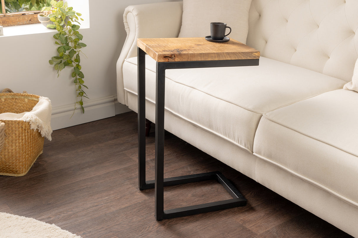 Side table GASTON 65cm mango wood black metal