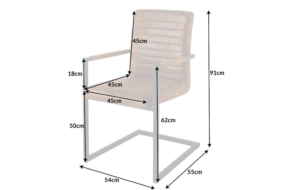Cantilever chair LOFT with armrests microfibre antique brown black legs