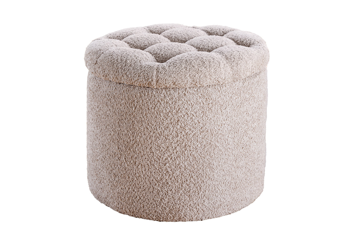 Hocker MODERN BAROCK STORAGE 50cm Bouclé Champagner
