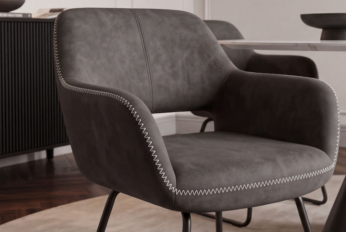 Chair MUSTANG with armrests microfibre antique grey