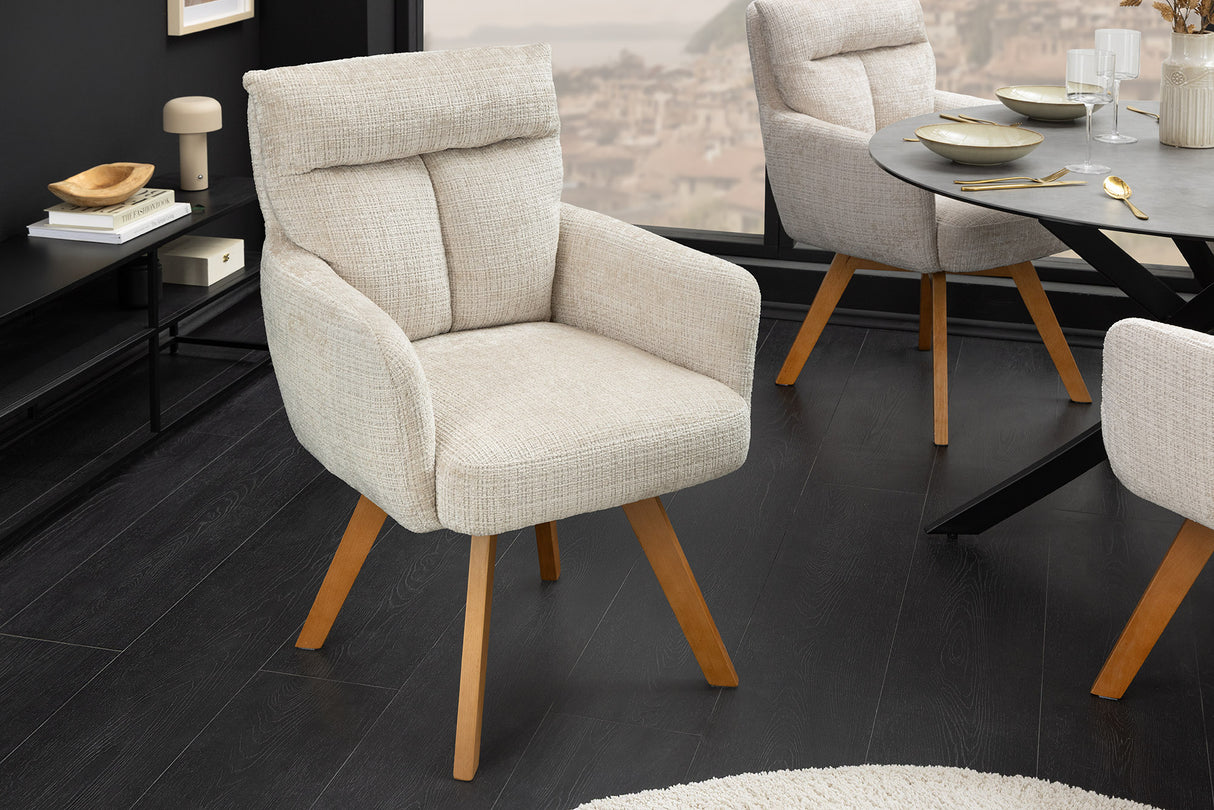 Drehstuhl BIG GEORGE mit Armlehnen, Chenille-Stoff champagner, drehbar