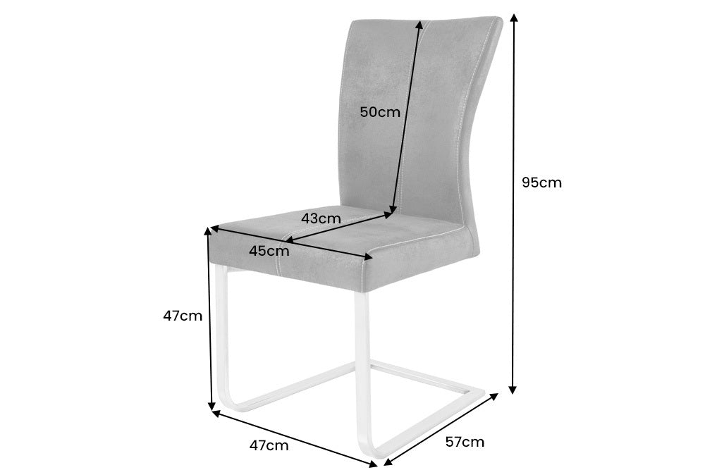 Cantilever chair SAMSON w/ silver handle microfibre grey