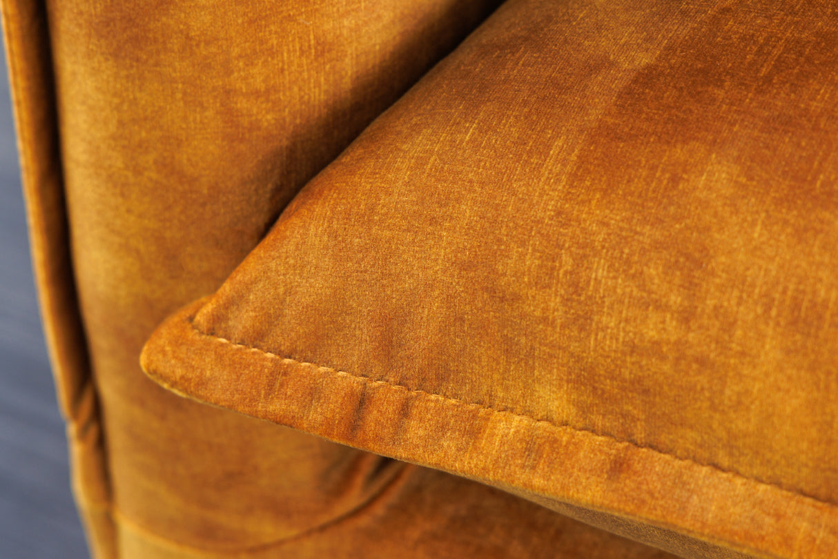 Sofa HEAVEN 200 cm 3-Sitzer Federkern, abnehmbarer Bezug aus strukturiertem Samt, senfgelb