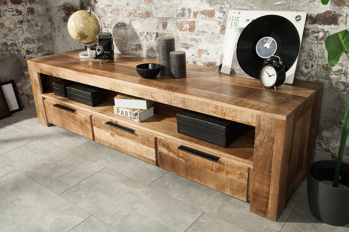 TV-Board IRON CRAFT 170cm Mango Natur Industriestil