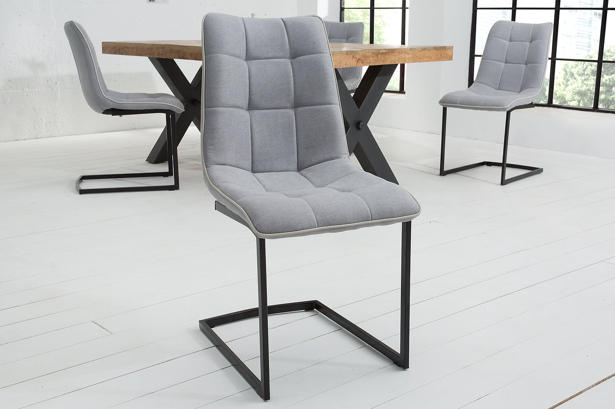 Cantilever chair MIAMI flat woven fabric vintage light grey