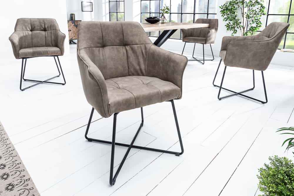 Stuhl LOFT mit Armlehnen Strukturstoff Vintage Taupe