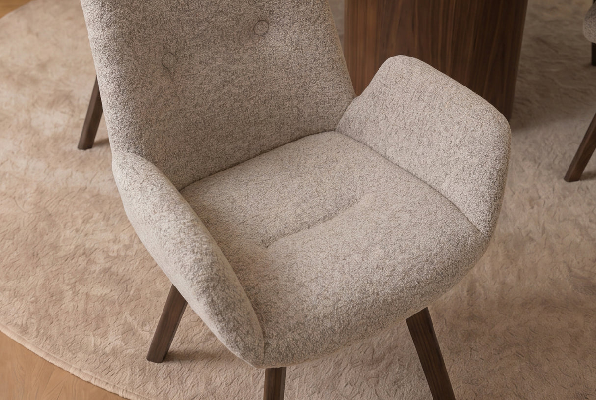 Stuhl BALTIC drehbar 360° mit Armlehnen Bouclé-Tweed soft taupebraun