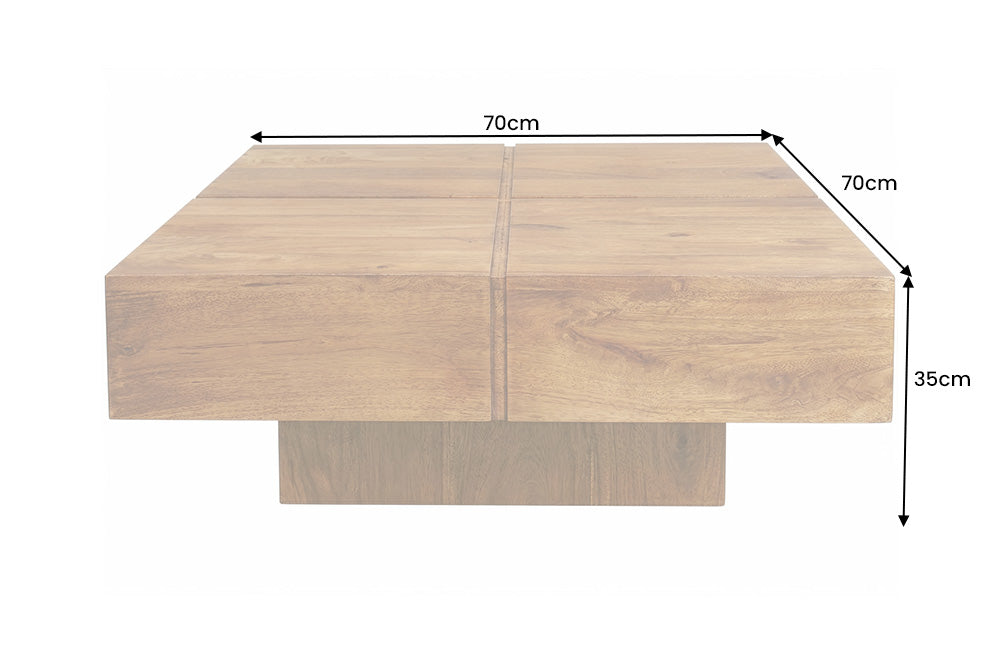 Coffee table BOLT 70cm mango wood brown honey finish