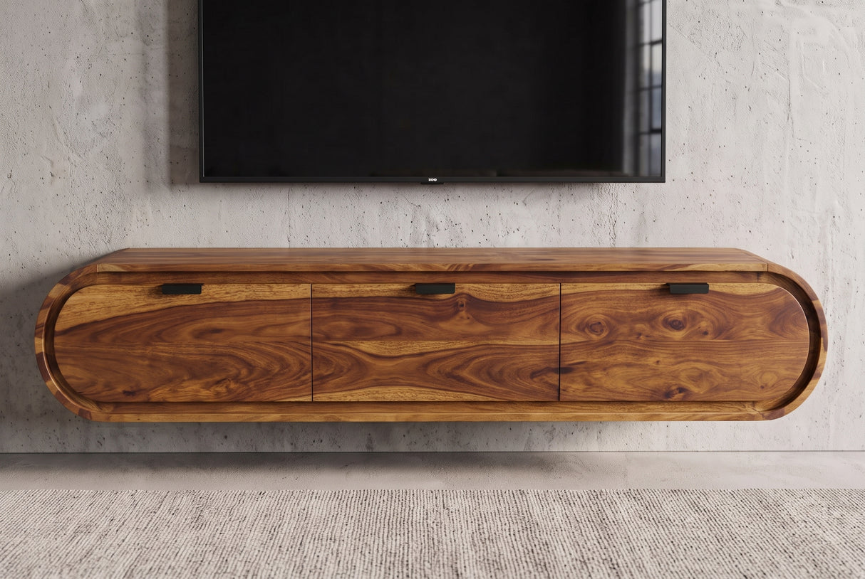 TV lowboard ORGANIC 160cm hanging sheesham wood brown