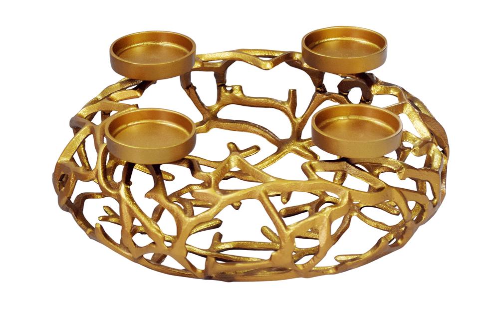 Candleholder ABSTRACT 38cm 4 flames gold