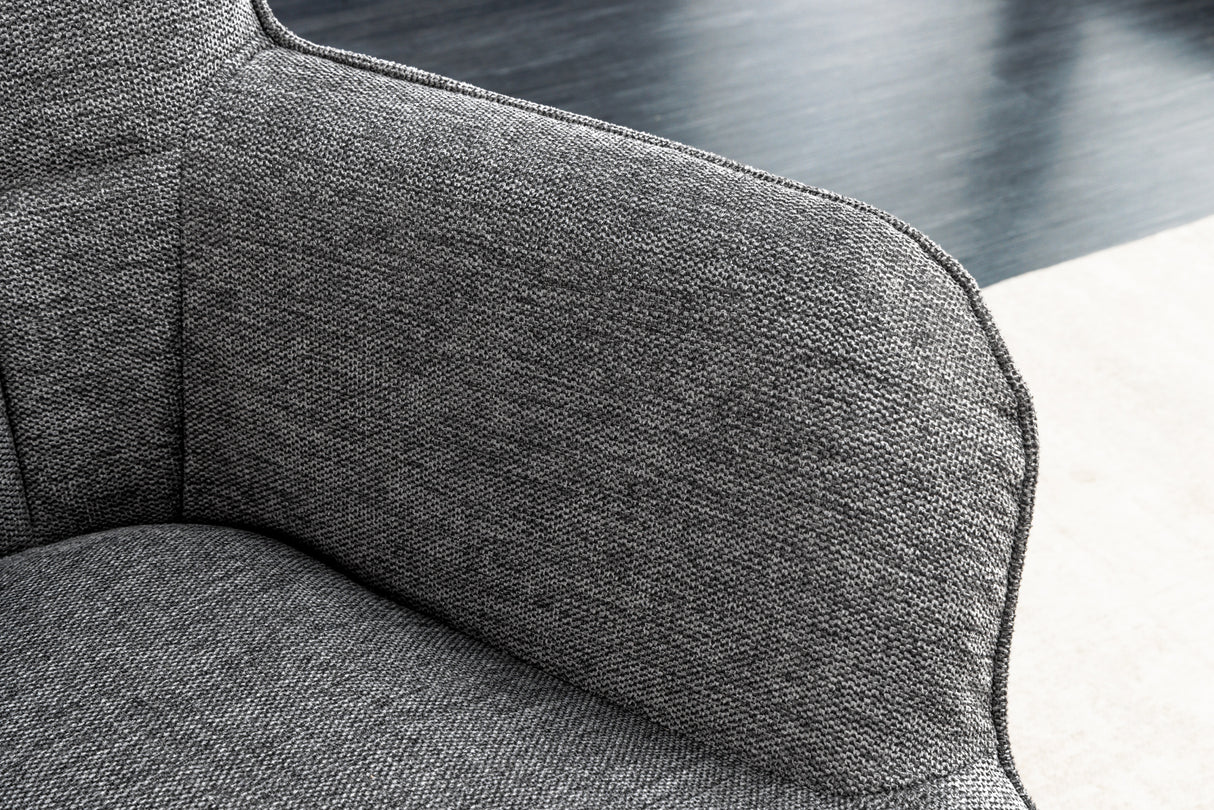 Armchair SCANDINAVIA with armrests textured fabric grey