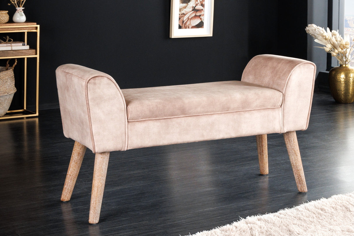 Bench SCARLETT 90cm velvet beige coffee