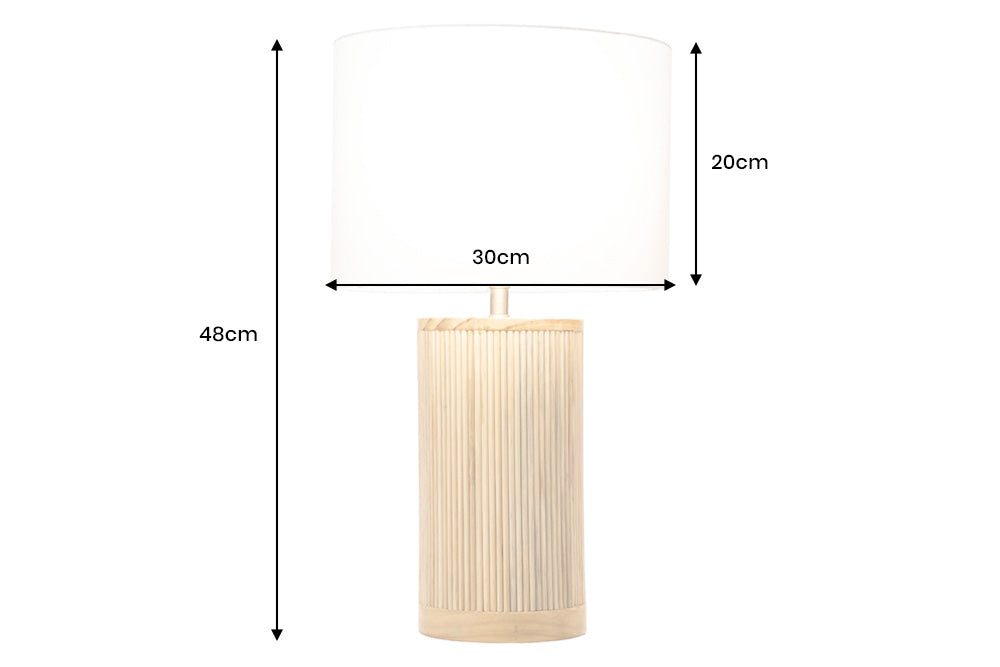 Table lamp GATSBY 50cm willow- and pinewood natural white lampshade