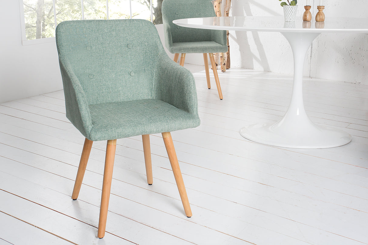 Chair SCANDINAVIA with armrests textured fabric green
