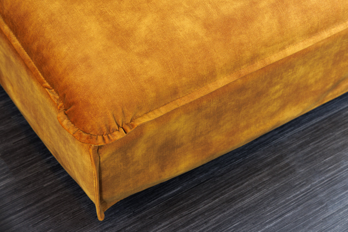 Stool HEAVEN 100cm removable cover textured velvet mustard yellow