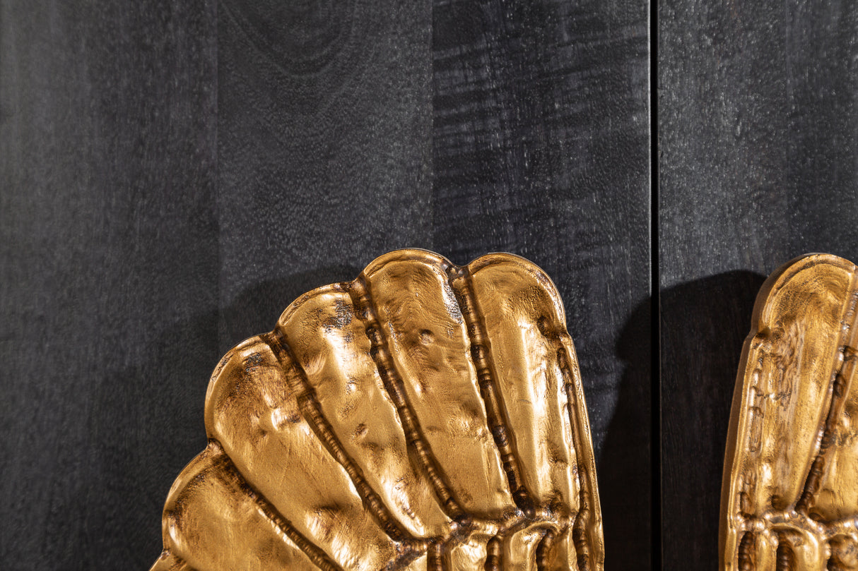 Highboard ANGEL 140cm Mangoschwarz mit goldenen Flügeln