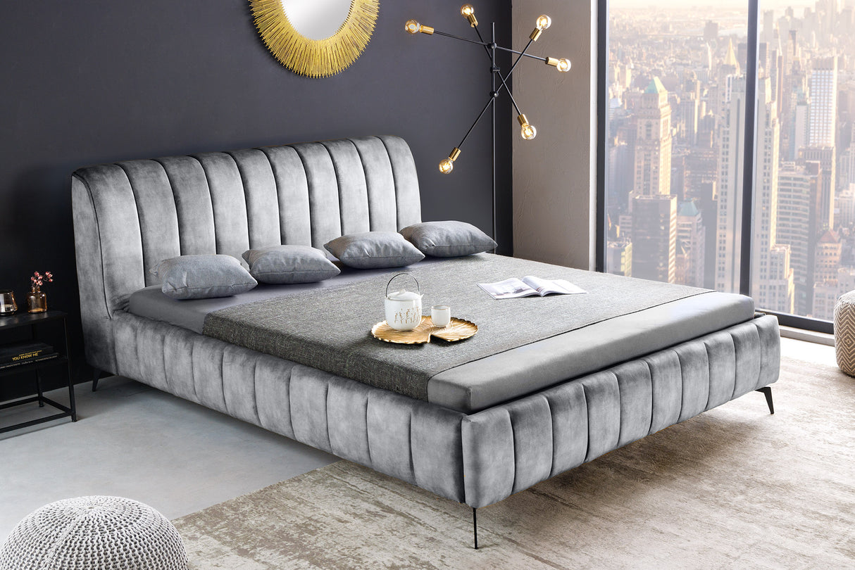 Bed AMSTERDAM 160x200cm velvet grey