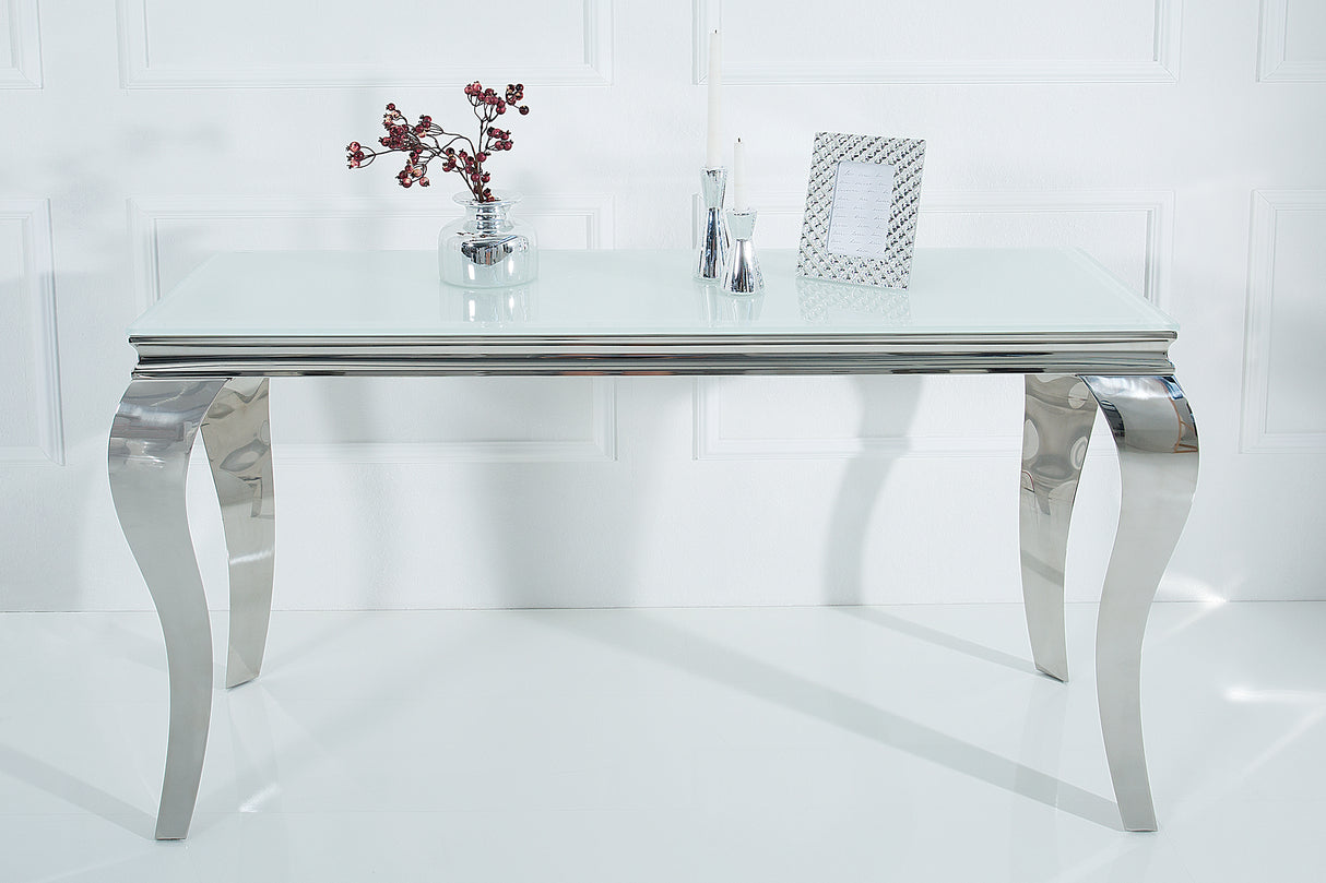 Console MODERN BAROCK 145cm tempered glass white