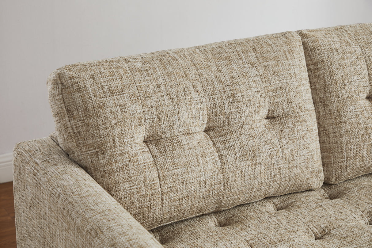 Ecksofa STOCKHOLM 220cm 3-Sitzer Federkern Strukturstoff beige