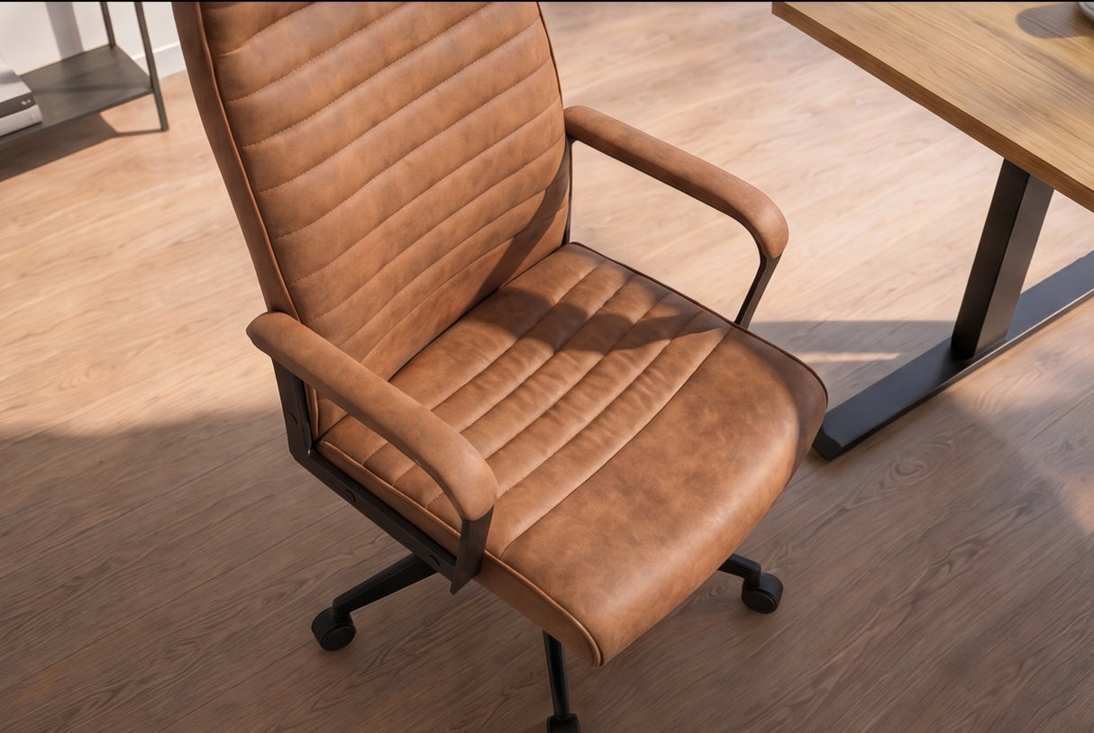 Bürostuhl LAZIO 49-59cm mit Wippfunktion Mikrofaser Vintage Braun