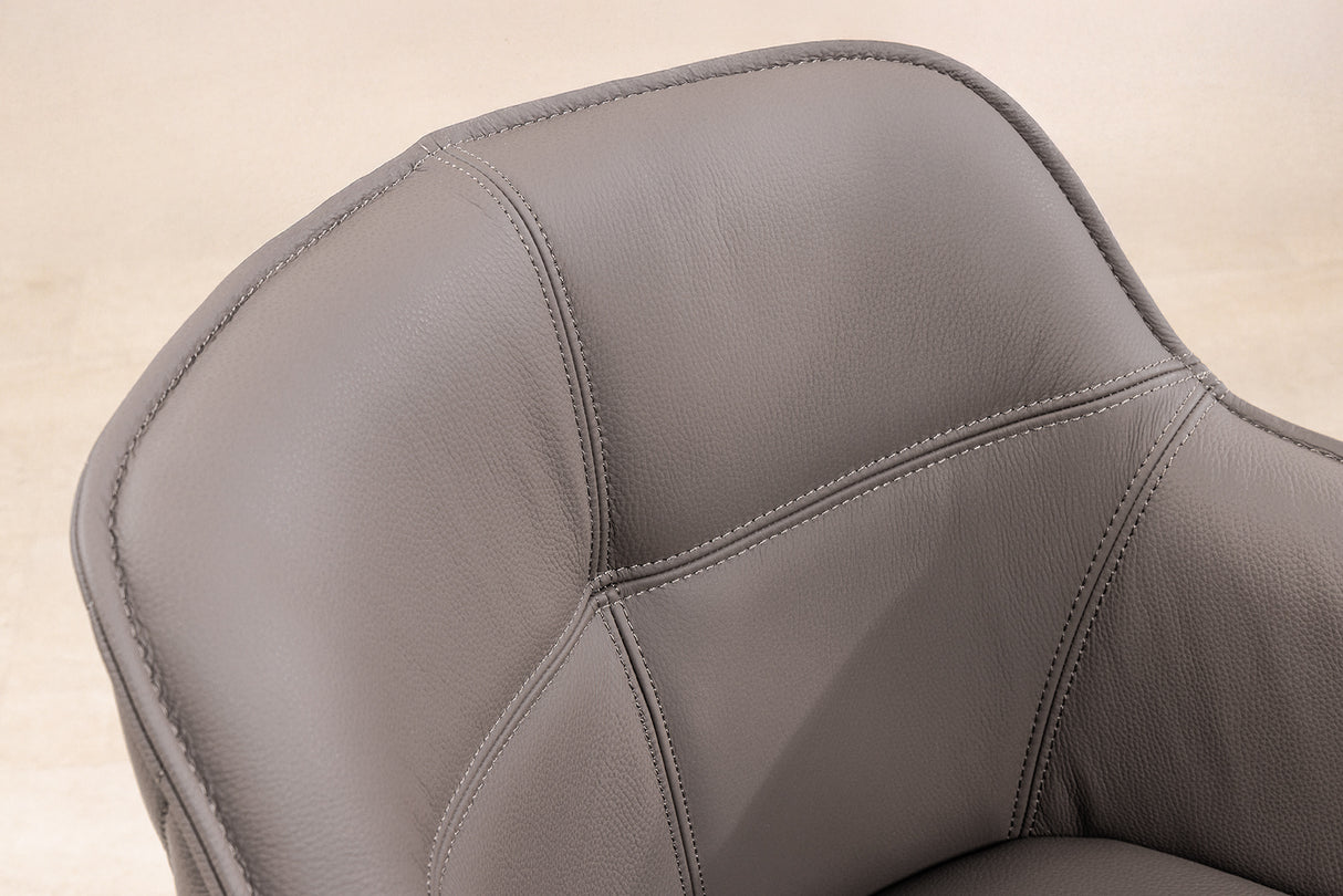 Drehstuhl EUPHORIA drehbar 180° mit Armlehnen Leder taupe