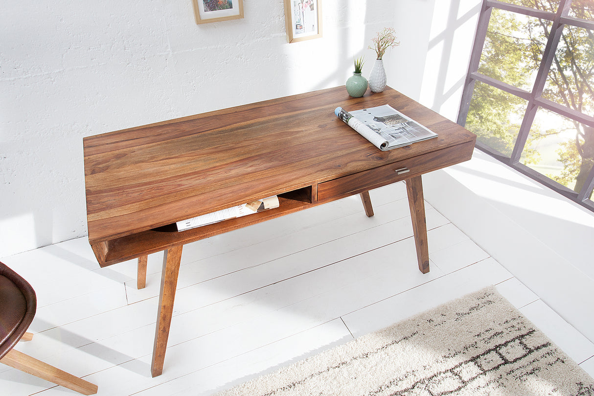 Büroschreibtisch RETRO 120cm mit Schublade Sheesham
