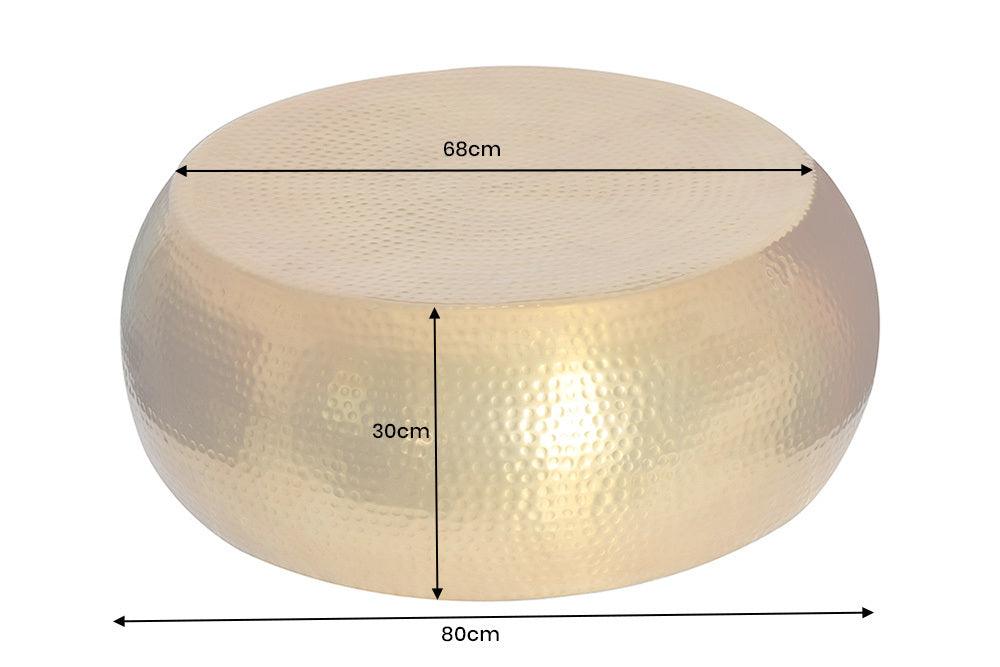 Coffee table ORIENT 80cm round brass hammerstroke effect