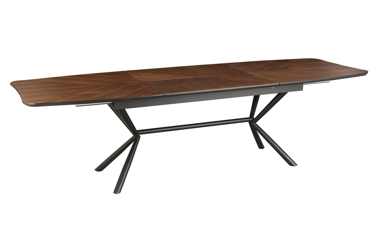 Dining table GRANDEZZA 180-270cm extendable natural walnut look w/ black metal frame