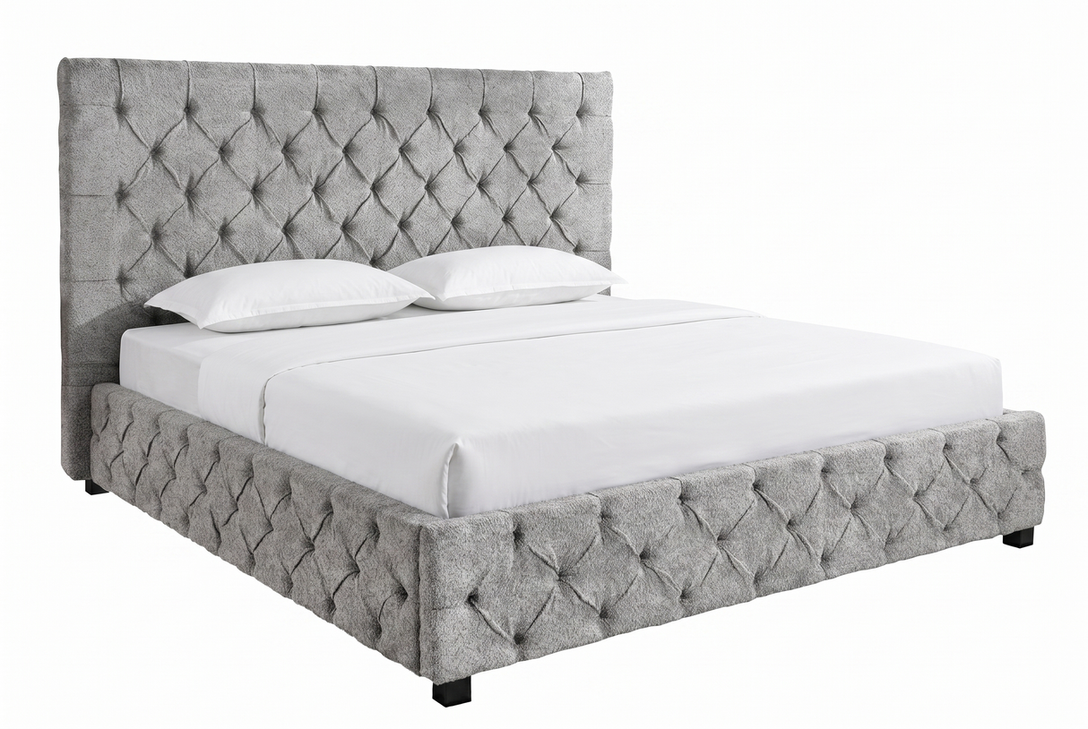 Bed PARIS CHESTERFIELD 180x200cm bouclé grey