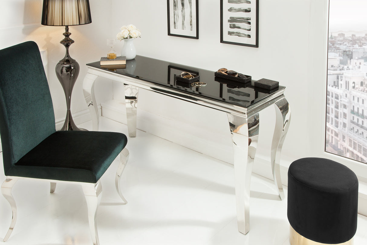 Console MODERN BAROCK 145cm tempered opal glass black