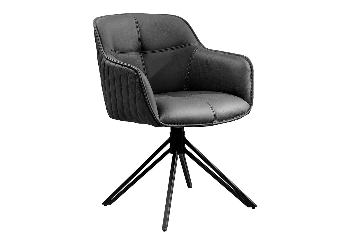 Swivel chair EUPHORIA rotatable 180° with armrests leather black