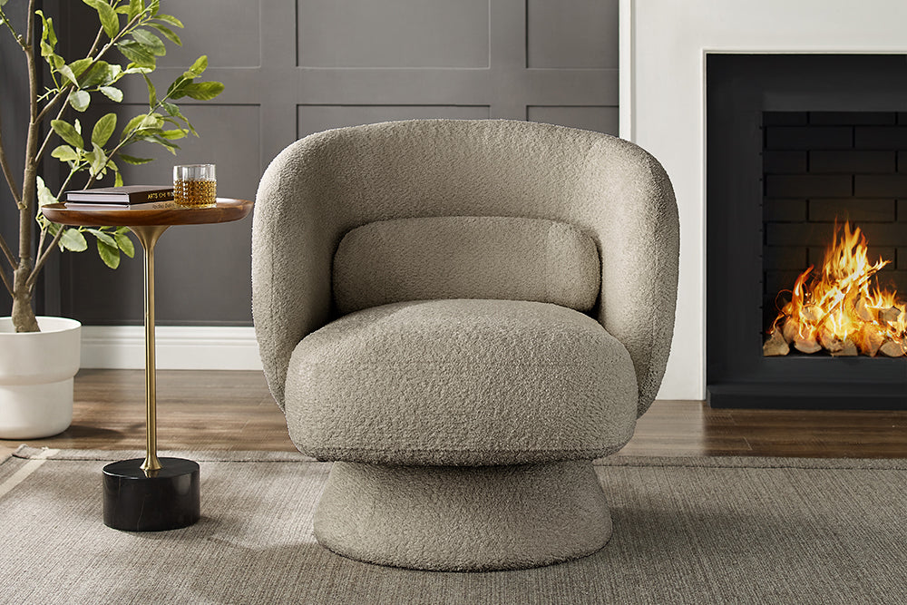 Armchair BOSSA NOVA 360° rotatable bouclé taupe