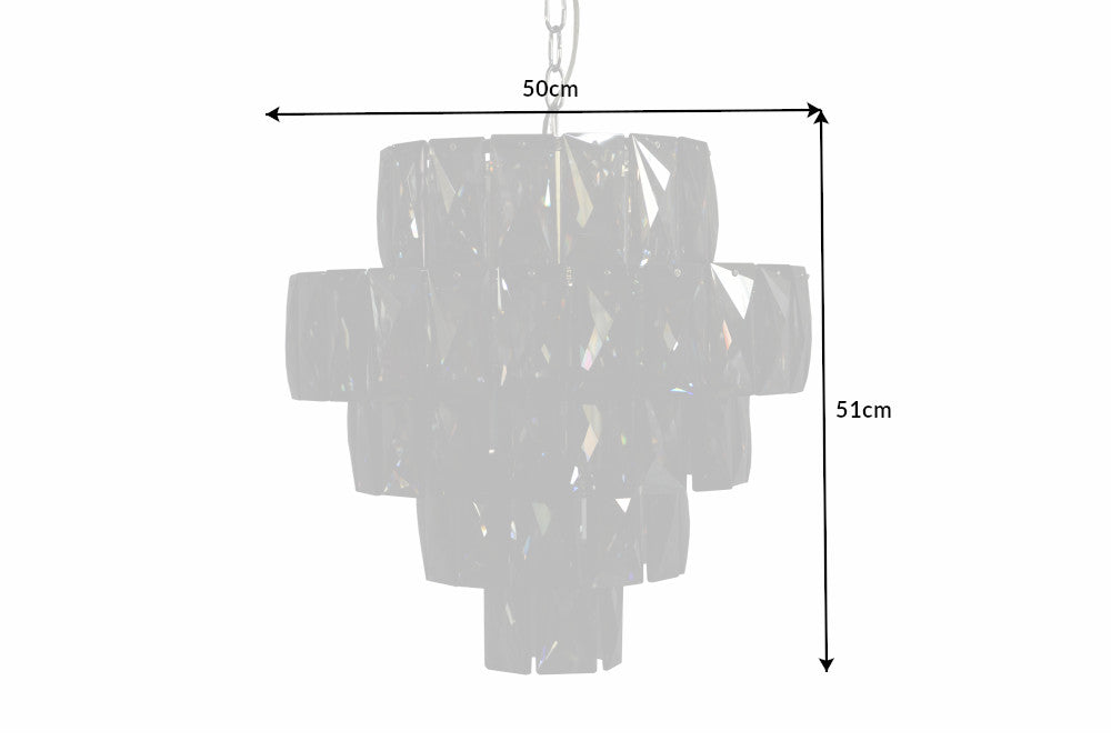 Chandelier KRISTALL 50cm 75 glass prisms noble grey