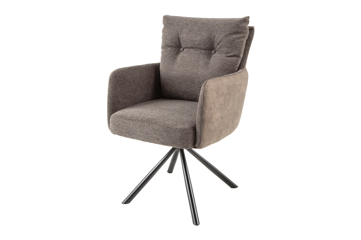Drehstuhl BIG GEORGE mit Armlehnen Flachgewebe Mikrofaser taupe drehbar