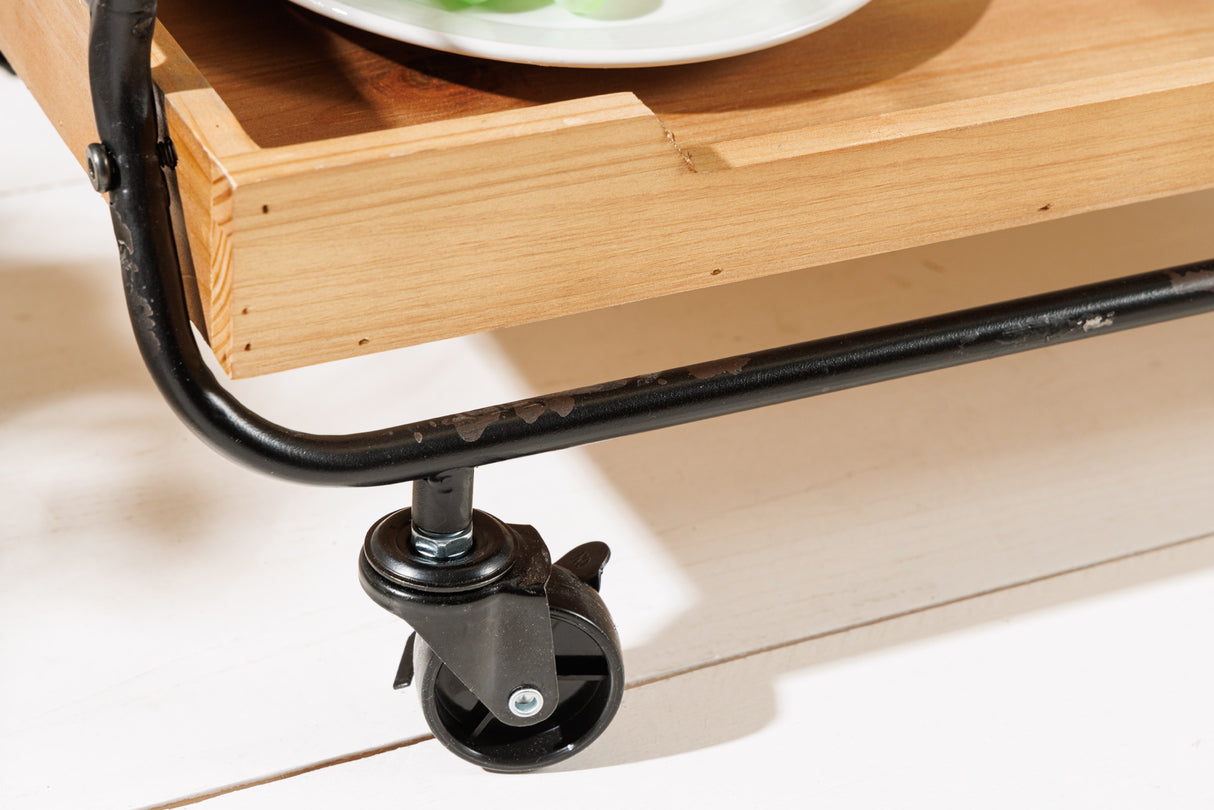 Trolley SEVEN SEAS 80cm w/ removable trays pine wood and painted iron