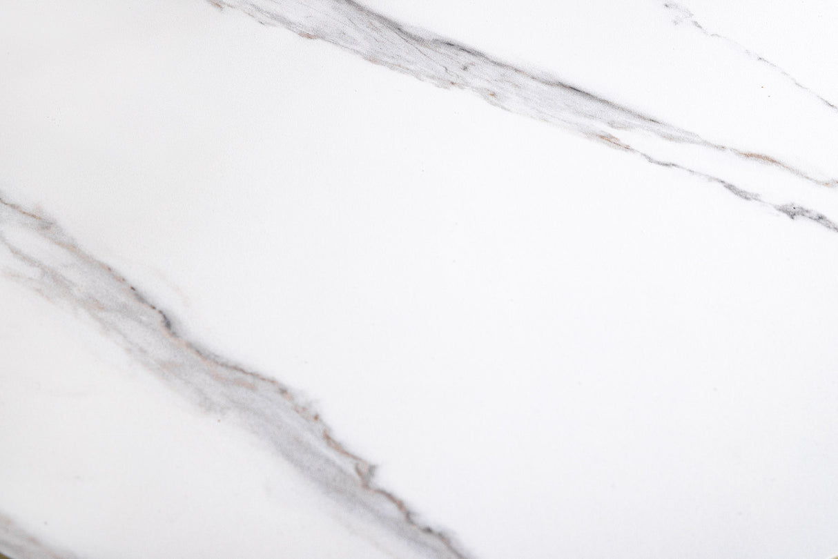 Coffee table DANCING RINGS 80-135cm rotatable ceramic top white marble look