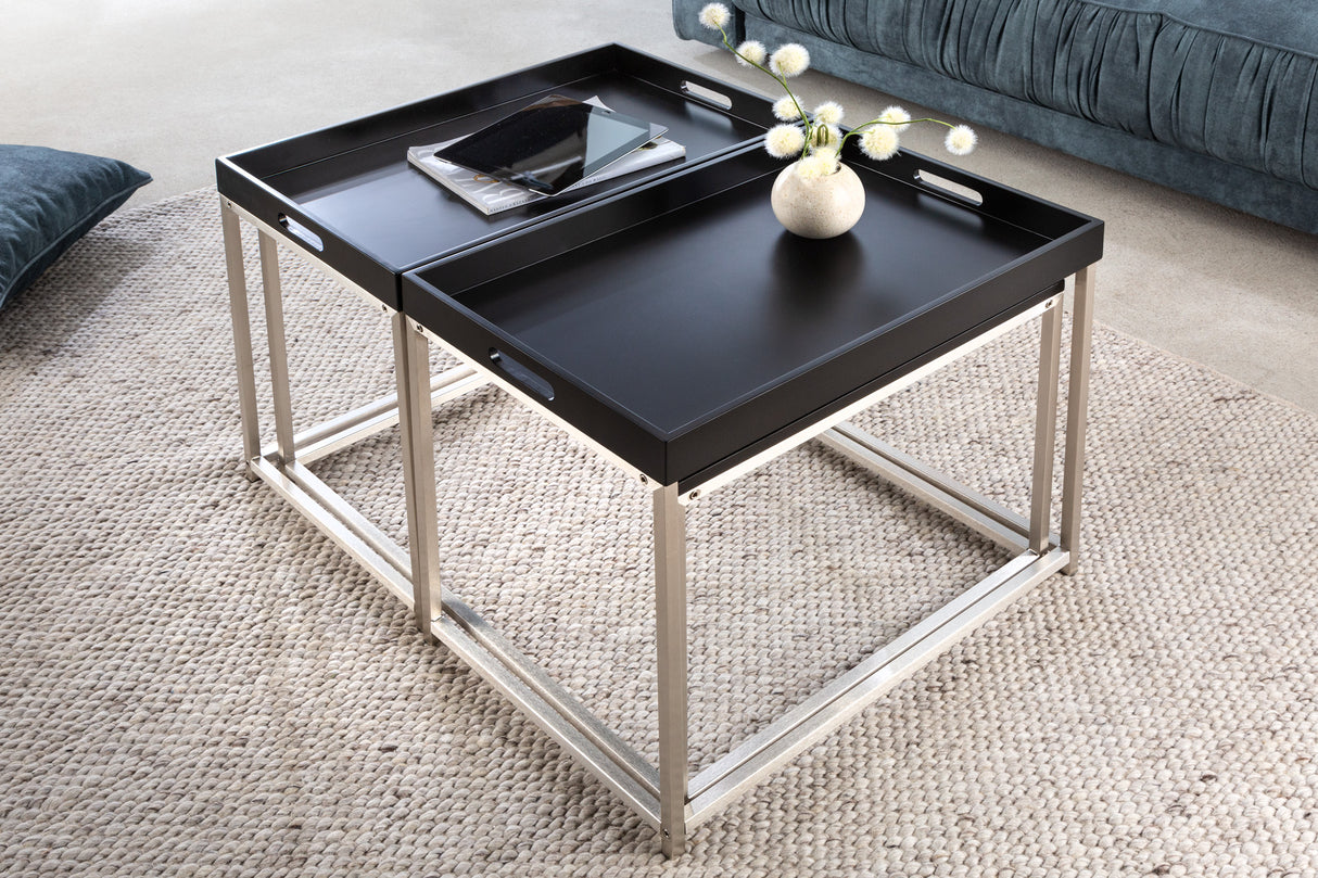 Coffee table ELEMENTS set of 3 with removable trays black