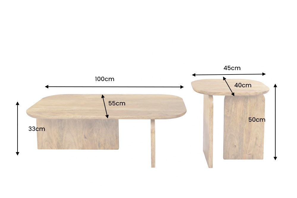 Couchtisch GATSBY 100cm/45cm 2er Set Mangoholz braun