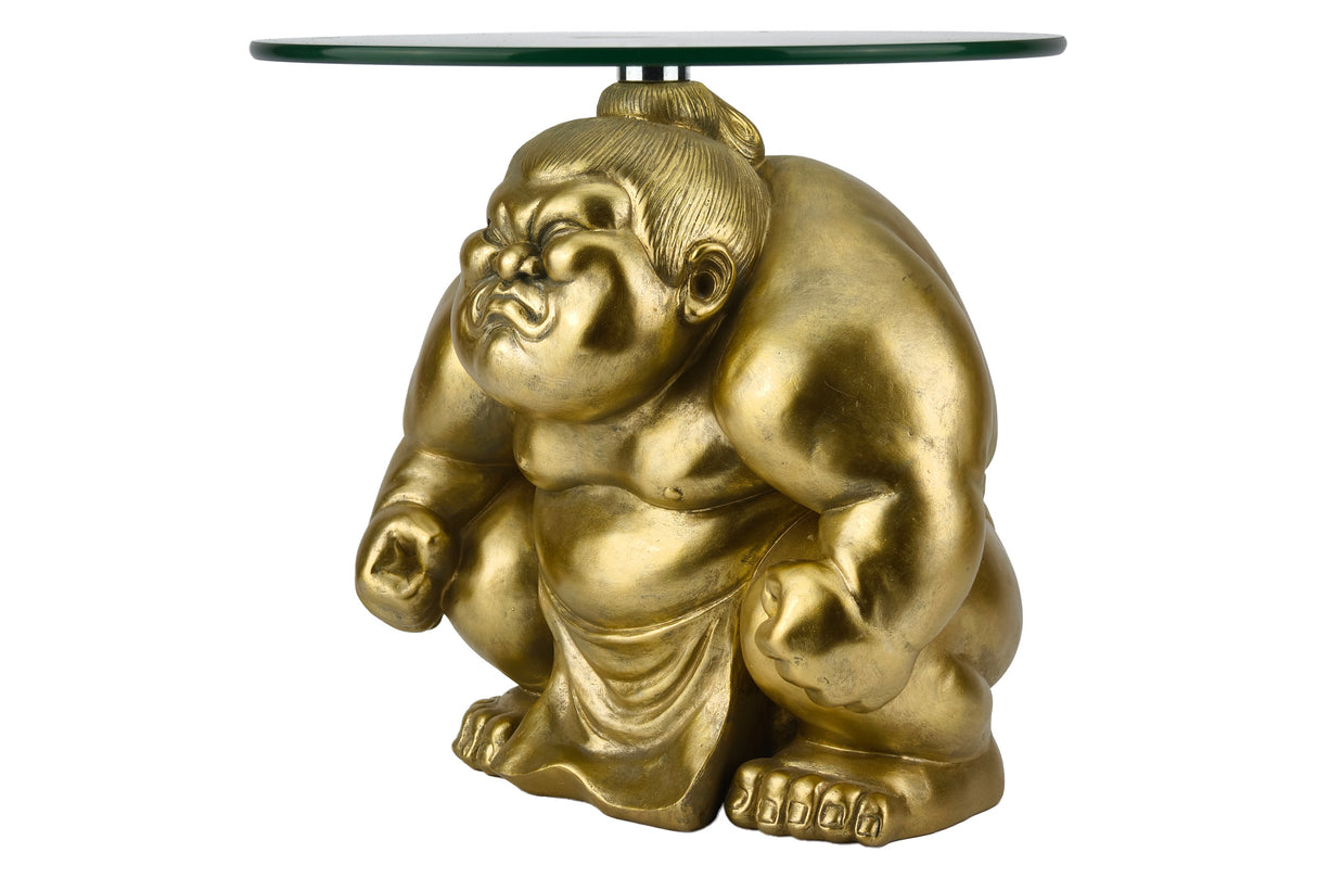 Beistelltisch SUMO 30 cm runder Glastisch gold