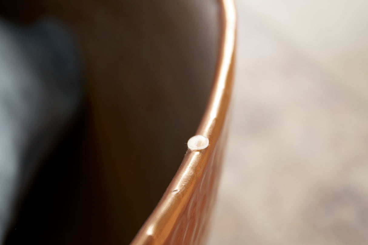 Coffee table ORIENT STORAGE 60cm hammer stroke effect copper