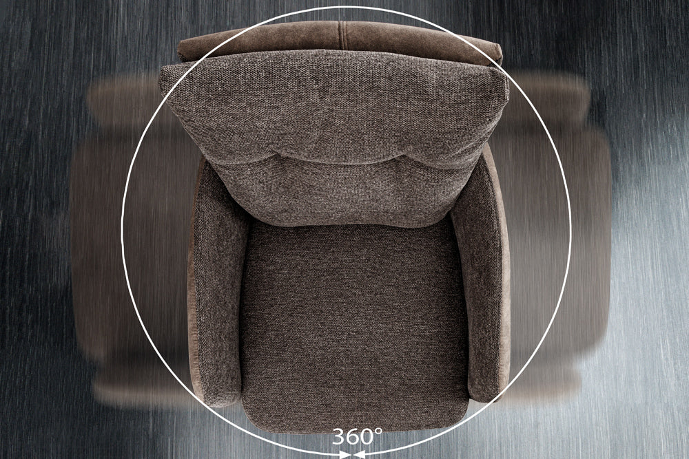 Bar stool BIG GEORGE w/ armrests flat woven fabric velvet taupe rotatable