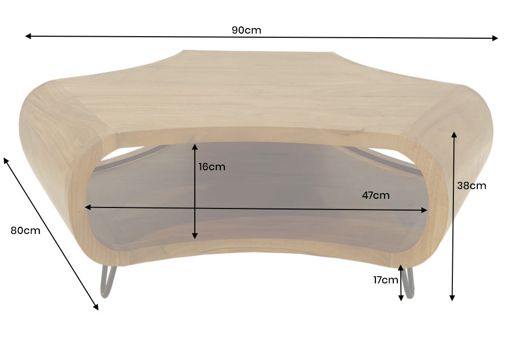 Coffee table ORGANIC LIVING 90cm acacia wood brown honey finish