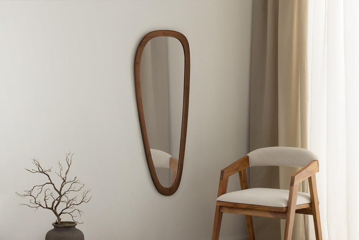Wall mirror ORGANIC 120cm massive wood walnut wood look