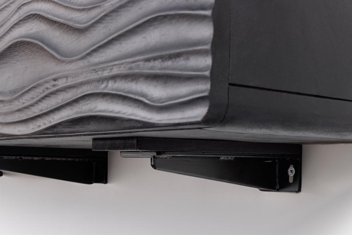 TV-Board WAVE 160cm hängend Mangoholz schwarz