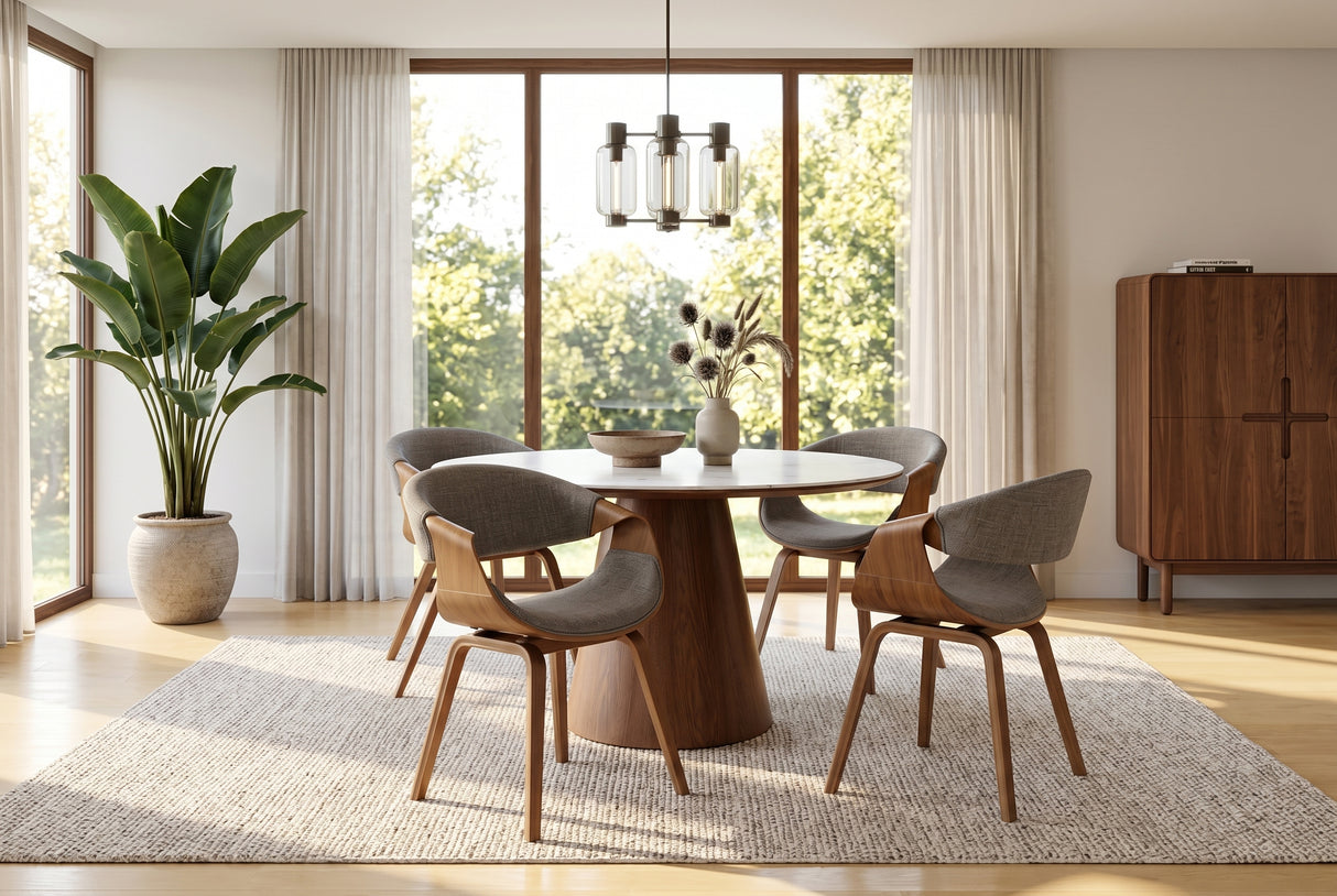 Stuhl ORGANIC Esche furniert Strukturstoff grau